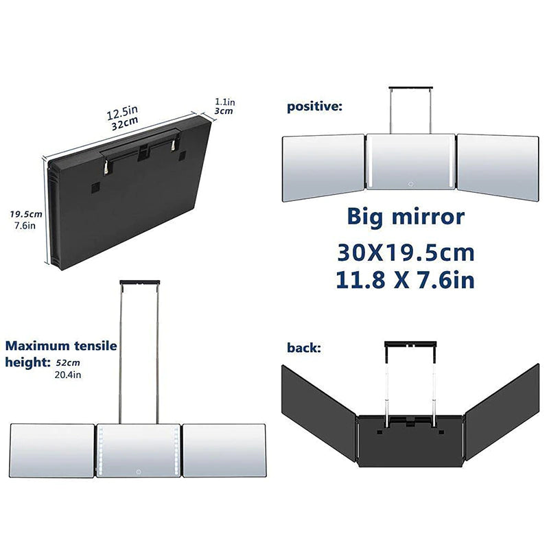 Trifold Rechargeable LED Mirror by Fuze Brands