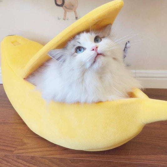 Cute Banana Peel Cat Bed House for Cats and Kittens