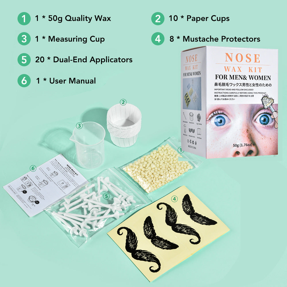 Portable Nose Wax Kit for Men & Women – Instant, Painless Nose Hair Removal with Natural Unscented Wax & Spiral Grip Applicators
