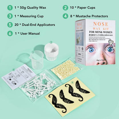 Portable Nose Wax Kit for Men & Women – Instant, Painless Nose Hair Removal with Natural Unscented Wax & Spiral Grip Applicators