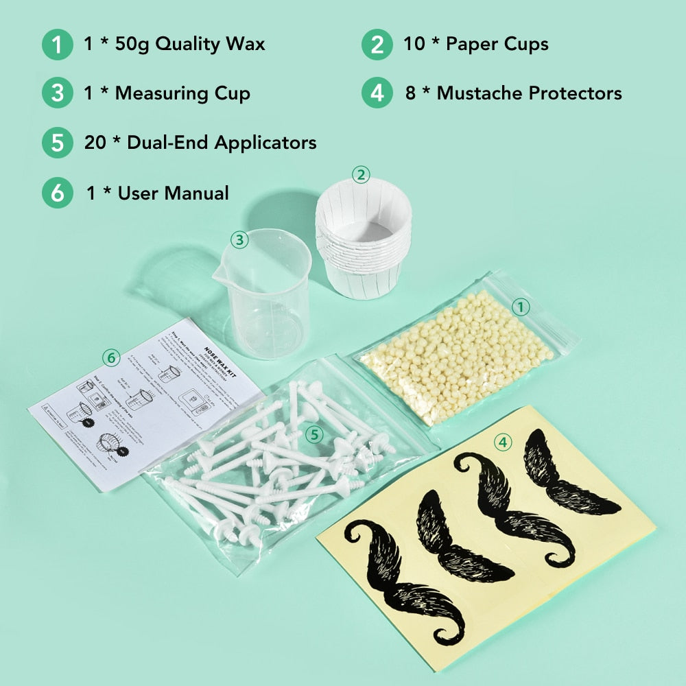 Portable Nose Wax Kit for Men & Women – Instant, Painless Nose Hair Removal with Natural Unscented Wax & Spiral Grip Applicators